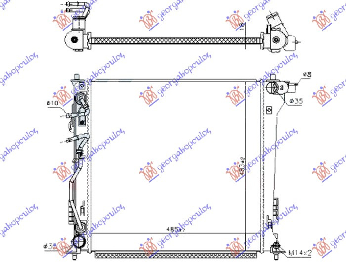 Radiator për motor 2.0 CRDi dizel (marsh automatik) (485x485x18) (korean)