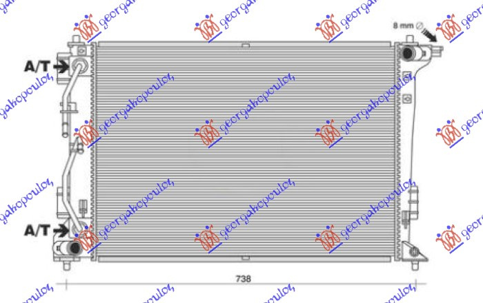 Radiator për motor 2.0 CVVT benzinë (marsh automatik) (640x485) (korean)