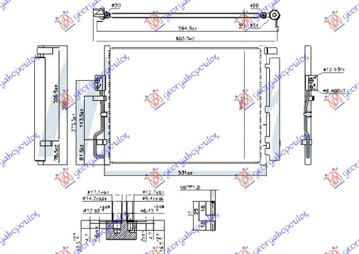 Radiator i kondicionerit 1.6 GDi TURBO benzinë - 1.7-2.0 CRDi dizel (495x385x16) (Çek)