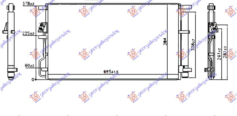 Radiator i kondicionerit 2.0MPI benzinë (655x370x16) (korean)
