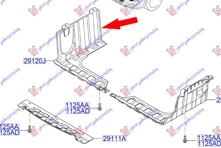 Mbrojtje/kapak nën motor e plastikës / anësore