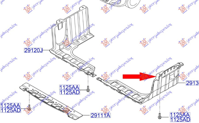 Mbrojtje/kapak nën motor e plastikës / anësore