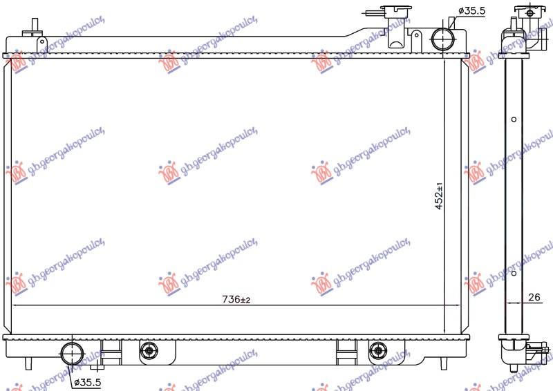 Radiator për motor 3,5 i-24V (45x72,7x25) (marsh automatik)
