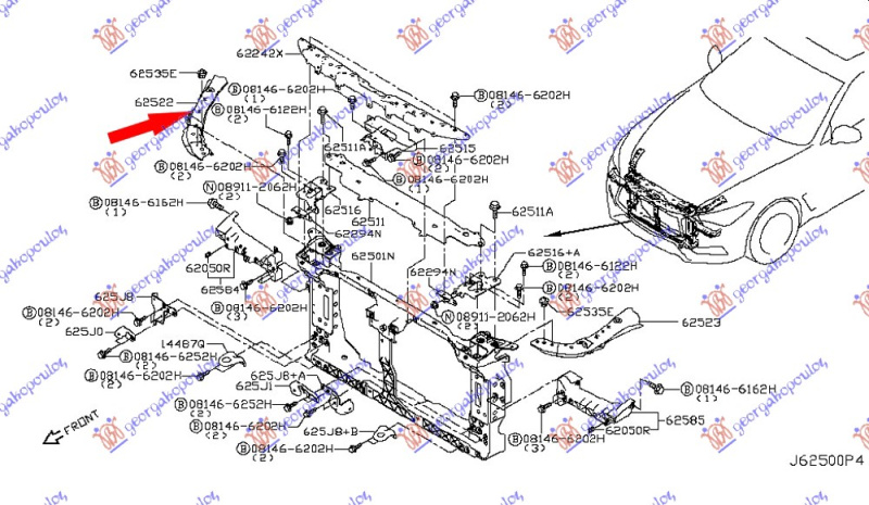 Llamarinë e panelit të përparmë anësorë