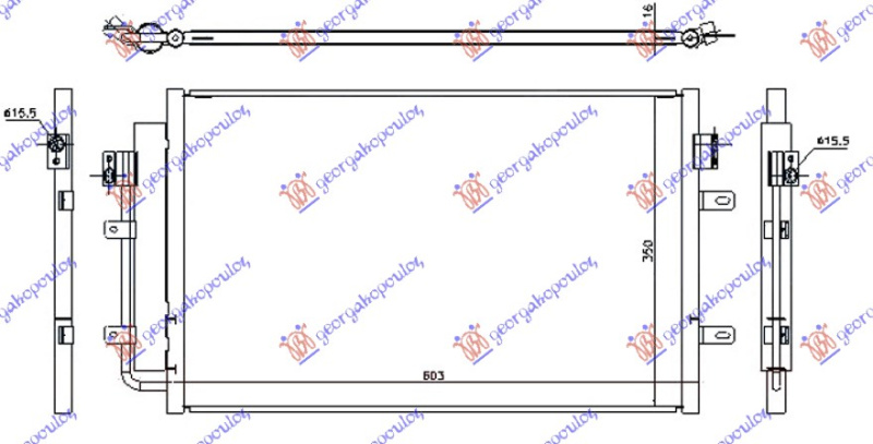 Radiator i kondicionerit 2.3-3.0 T.D (56.5x36.1x16)
