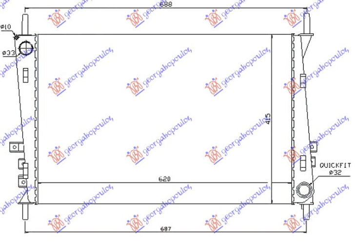 Radiator për motor të gjithë modelet benzinë /dizel (620x415x34)