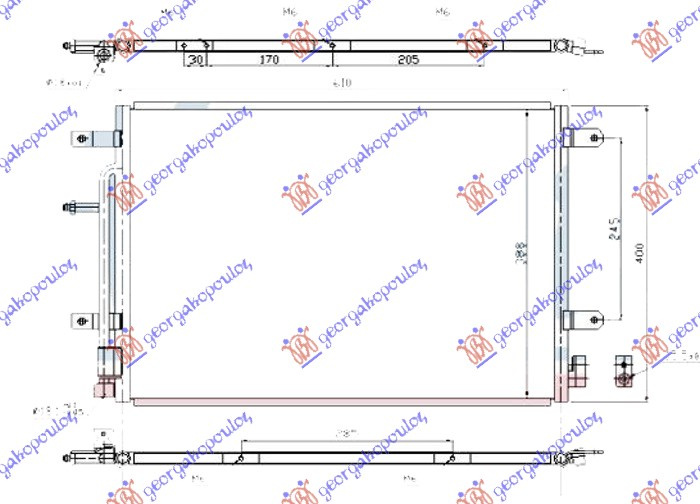 Radiator i kondicionerit S4-4.2i benzinë - 2.7-3.0 Tdi dizel (560x390x16)