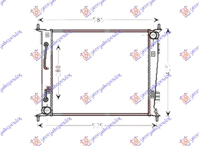 Radiator për motor 1.6 benzinë (marsh automatik) (480x415x16)