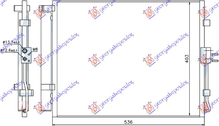 Radiator i kondicionerit 1.6 benzinë -1.6 CRDi dizel (495x400x16)