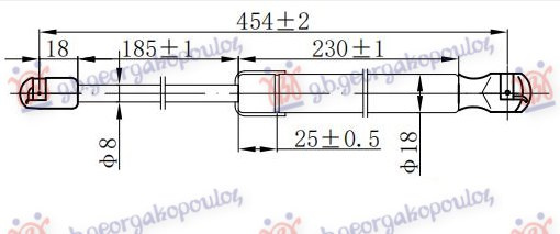 Amortizues (një) për derën e bagazhit (454L-350N)