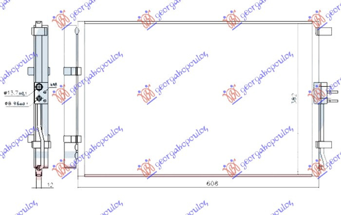 Radiator i kondicionerit 1.6 benzinë (575x380x12)