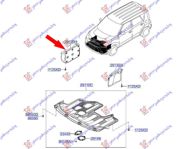 Mbrojtje/kapak nën motor e plastikës / anësore