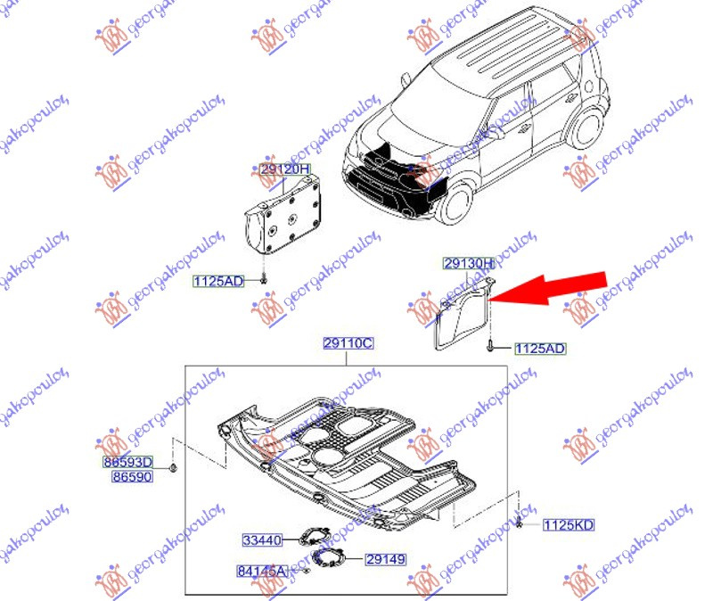 Mbrojtje/kapak nën motor e plastikës / anësore