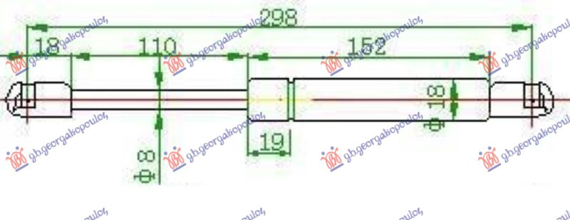 Amortizues (një) për derën e bagazhit (298L-700N)