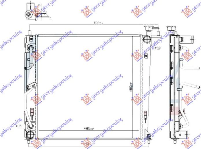Radiator për motor 1.7 CRDi dizel (marsh automatik) (480x480x18)