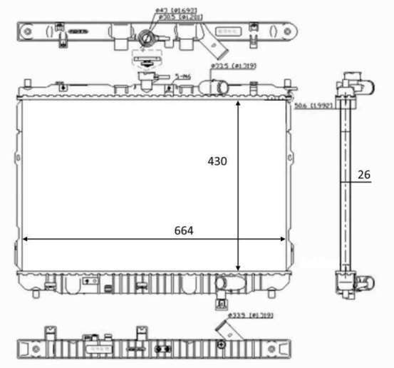 Radiator për motor CRDi (43x67x26)