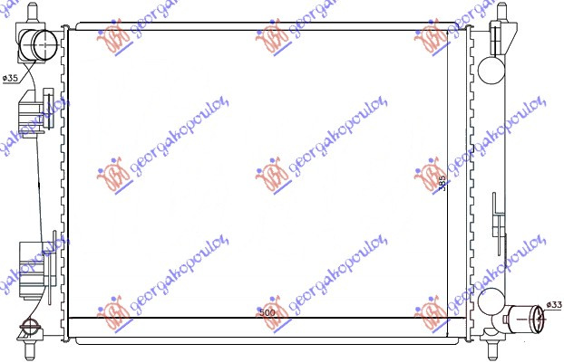 Radiator për motor benzinë 1.4 16v/1.6 16v (marsh manual) (500x380)