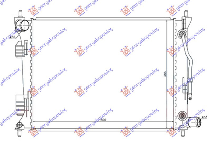 Radiator për motor 1.4i (marsh automatik) benzinë (500x380x16)