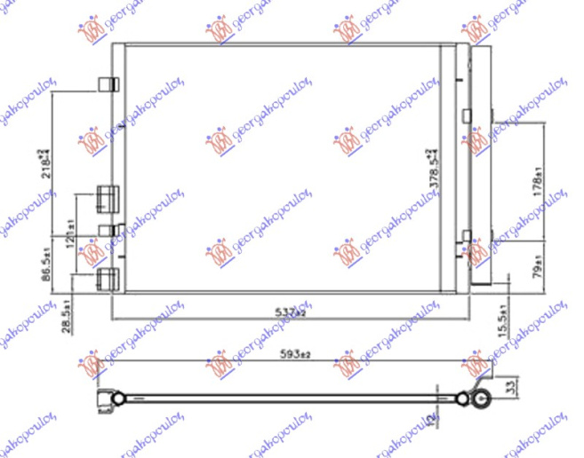 Radiator i kondicionerit 1.1-1.4CRDi (50.5x36.5x12)