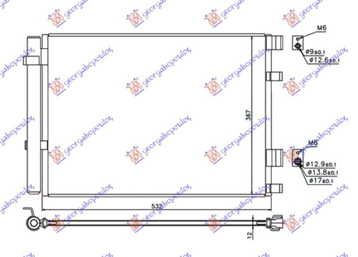 Radiator i kondicionerit 1.1-1.4 CRDi dizel (500x360x12)