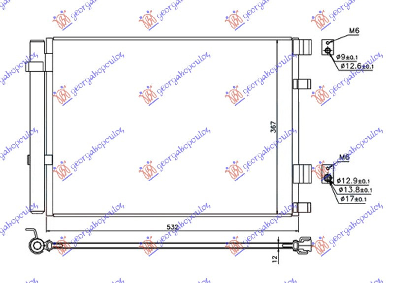 Radiator i kondicionerit 1.1-1.4 CRDi dizel (500x360x12)