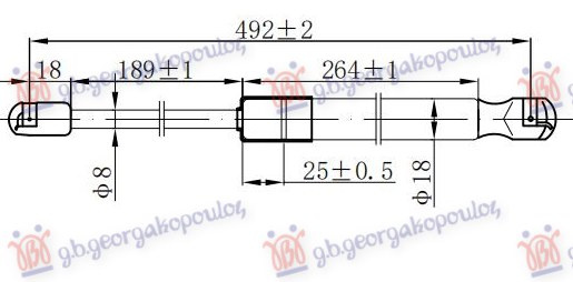 Amortizues (një) për derën e bagazhit (492L-400N)