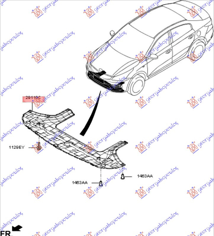 Mbrojtje/kapak nën motor
