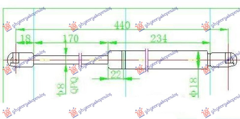 Amortizues (një) për derën e bagazhit 3 dyer (440L-470N)