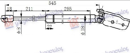 Amortizues (një) për derën e bagazhit (546L-600N)