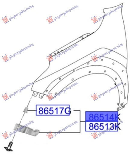 Kapëse/mbajtëse plastik e parakolpit anësorë të përparmë (Origjinal)