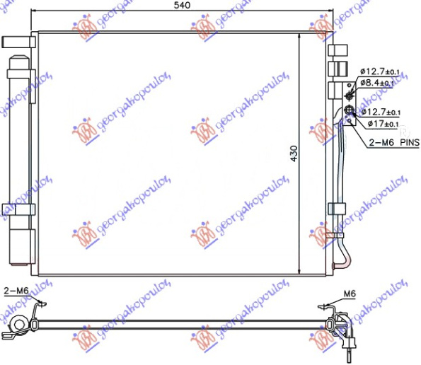 Radiator i kondicionerit 2,0-2,2 CRDI (50,5,x42,5x16)