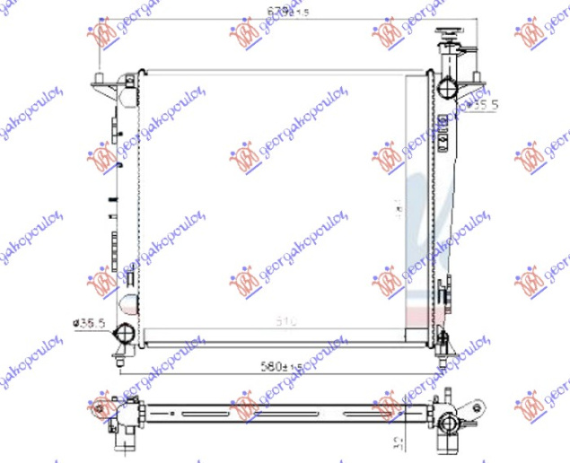 Radiator për motor 2.2 CRDi dizel (marsh manual) (510x480)