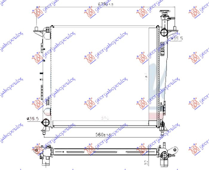 Radiator për motor 2.2 CRDi dizel (marsh manual) (510x480)
