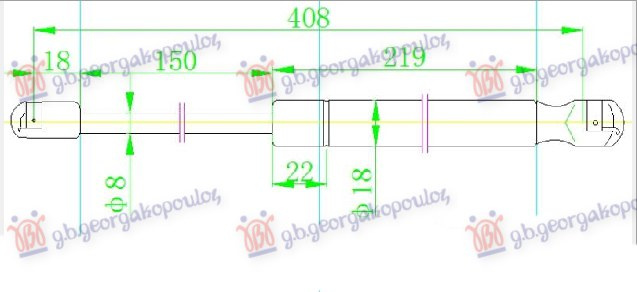 Amortizues (një) për derën e bagazhit (408L-470N)