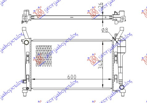 Radiator për motor 1.5-1.7i-8V (me/pa kondicioner) (60x37,4) (marsh manual) (MAHLE BEHR)