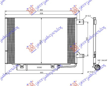 Radiator i kondicionerit benzinë (600x410x16) 2 mbajtës