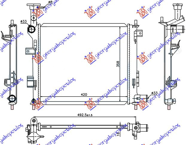 Radiator për motor benzinë (42x37) (marsh manual)