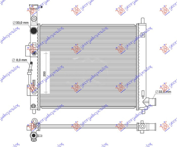 Radiator për motor 1.0-1.2 benzinë (marsh manual/automatik) (410x410)