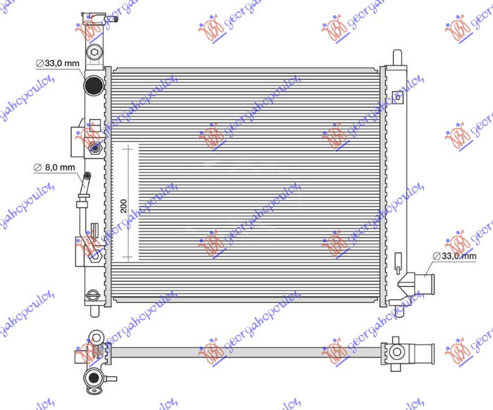 Radiator për motor 1.0-1.2 benzinë (marsh manual/automatik) (410x410)