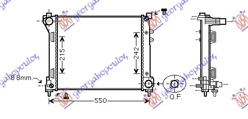 Radiator për motor 0,9i.8V-1.3 dizel (48x39.2x16)