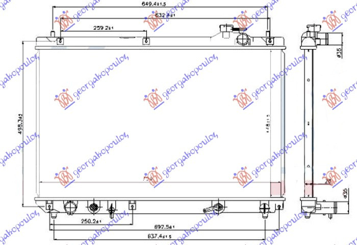 Radiator për motor 3.0 (Rx300) benzinë (marsh automatik) (450x730x26)