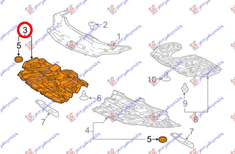 Mbrojtje/kapak nën motor (plastik)