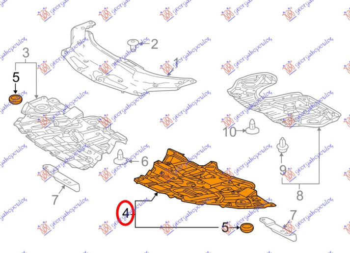 Mbrojtje/kapak nën motor (plastik)