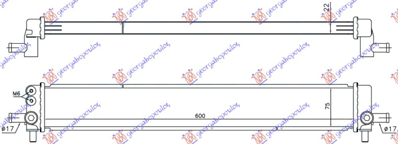 Radiator shtesë për motor 1.8 hibrid (600x75x22)
