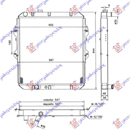 Radiator për motor 2.4ccT.dizel Tërheq në të katër rrotat (55x52.5x3.7) (KOYO)