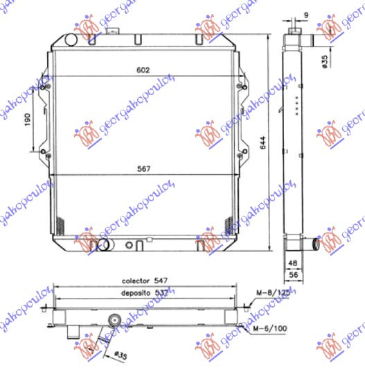 Radiator për motor 2.4ccT.dizel Tërheq në të katër rrotat (55x52.5x3.7) (KOYO)