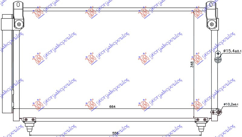 Radiator i kondicionerit të gjitha modelet benzinë (620x350x16)