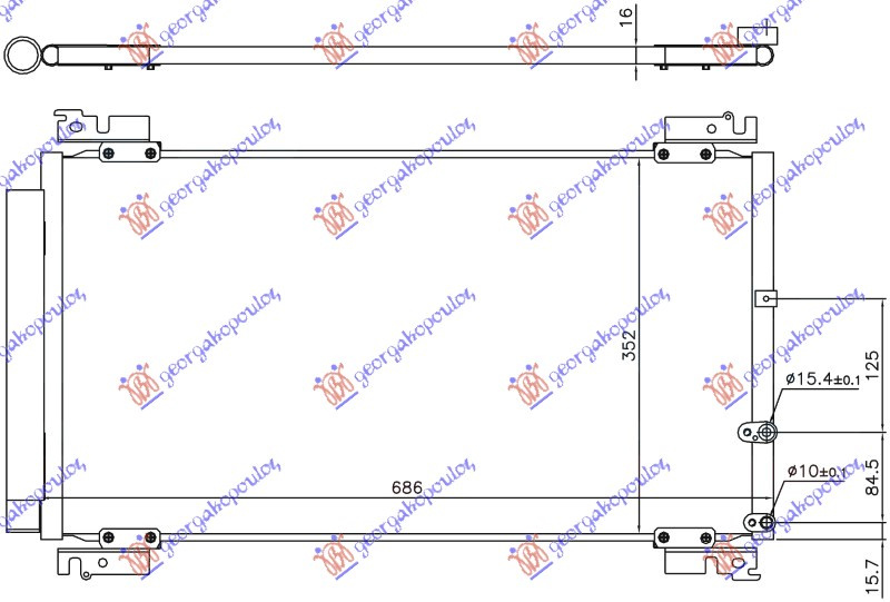 Radiator i kondicionerit të gjitha modelet dizel (640x340x16)