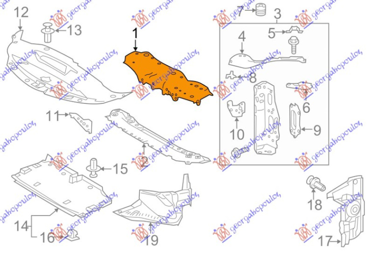 Llamarinë e pjesës së sipërme të panelit të përparmë/llamarinë e përparme