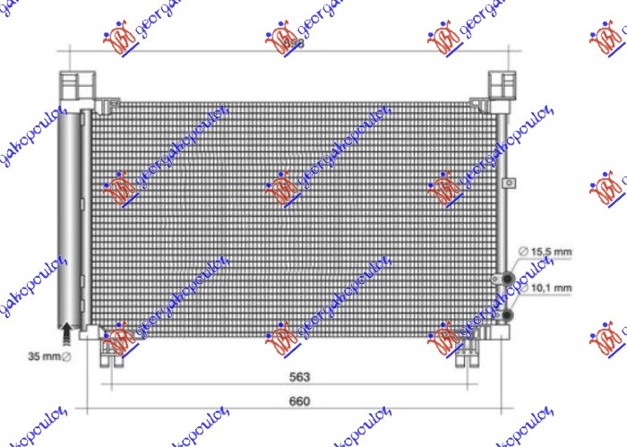 Radiator për kondicioner 2.5 benzinë (675x370) (KOYO)